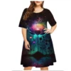 6XL Plus Size Summer Dresses For Women Clothes Plant Flower Print Short Sleeve Loose Dress Casual Retro O-Neck Sundress Vestidos - Image 5