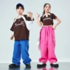 Kids Ballroom Hip Hop Clothing Tshirt Casual Blue Pink Cargo Pants Streetwear for Girl Boy Jazz Dance Costume Showing Clothes - Image 6