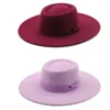 2024 Fedora Hat for Women Men Flat Top Concave Design Autumn Winter Bow Tie Jazz Hat Colorful Unisex Wide Brim Hats Panama - Image 2