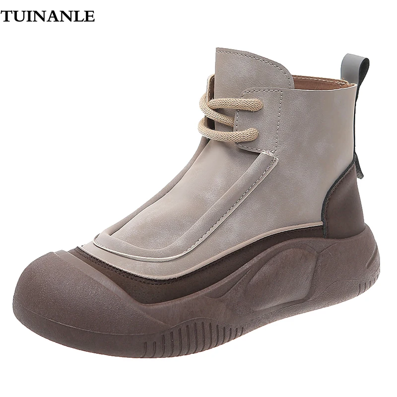 TUINANLE Women Platform Shoes High Top Casual Shoes Ladies Anti Slip Thick Sole Ankle Boots Retro Botas Zapatos Botas De Mujer