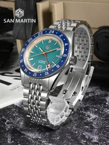 San Martin Original Design Fashion GMT 39.5mm Men Sports Watch Japan NH34 Automatic Mechanical Waterproof 100m SN0116 Reloj - Image 4