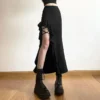 Gothic Black High Waist Bodycon Mid Skirt E-Girl Punk Ruffles Split A-Line Skirts Y2K Fashion Women Streetwear Bottoms - Image 2