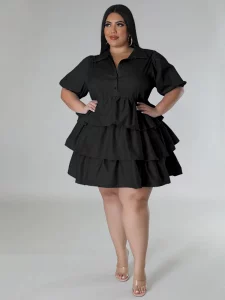 Wmstar Plus Size Dresses for Women Solid Summer Cute Elegant Midi Shirts Dress Fashion Birthday Outfits Wholesale Dropshipping - Image 5