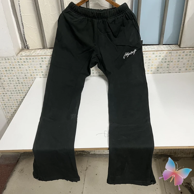 Real Photos Askyurself Sweatpants Vintage Washed Embroidered Letters Drawstring Trousers Hiphop Street Casual ASK Straight Pants
