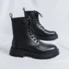 Italian Men's Classic High Top Boots 2023 Winter Designer Leather Boot Male Casual Black Platform Outdoor Ankle Boots Military - Image 3
