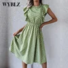 WYBLZ-Women's Casual Ruffle Floral Dress, Elegant Print Loose Dress, O-Neck Sleeveless Mini Dress, Office Lady Fashion, Summer - Image 2