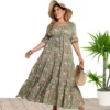 2023 Summer New Hot Sale European And American Style Plus Size Bohemia Printed Loose Dress For Women - Image 4