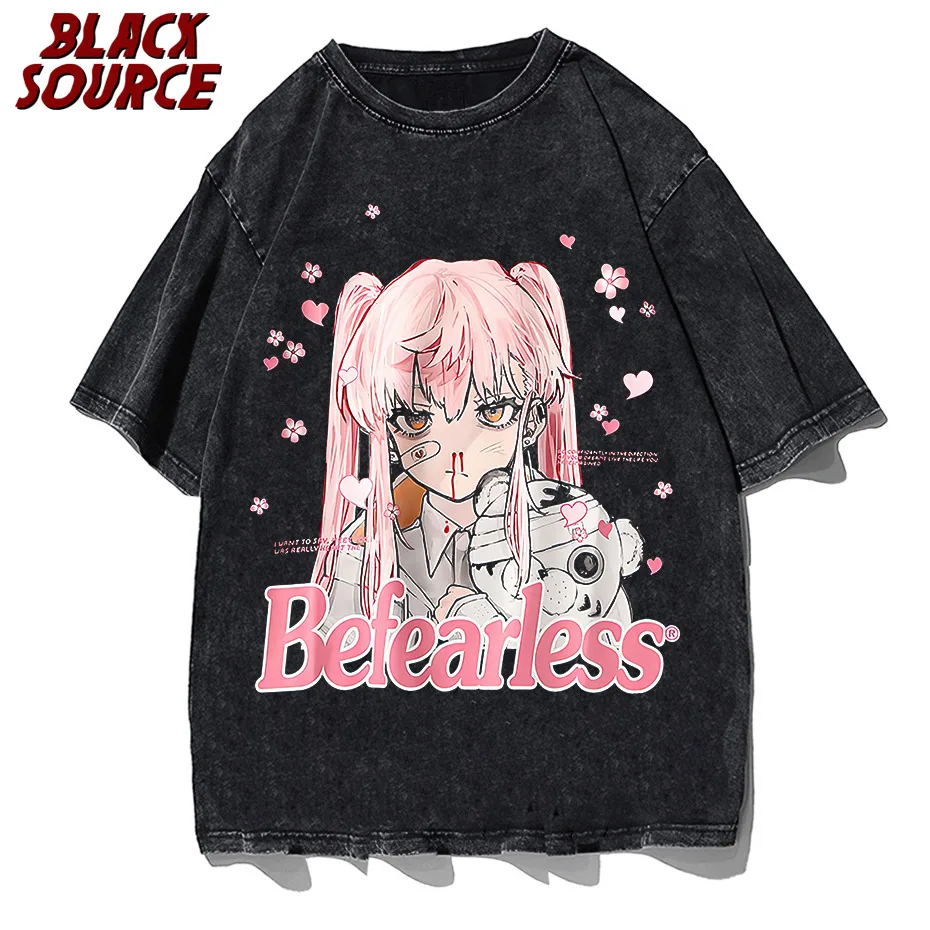 Hip Hop Men Streetwear T Shirt Anime Girl Letter Print T-Shirt 2022 Autumn Long Sleeve Tshirt Harajuku Cotton Casual Tops Tees