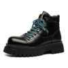 men luxury fashion platform boots black trendy brand designer shoes original leather ankle boot party nightclub motorcycle botas - Image 5