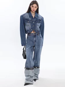 BZVW High-quality Patchwork Jeans American Minority Fashion High Street Denim Pant Trousers 2023 Spring Y2k Clothes 5R1296 - Image 5