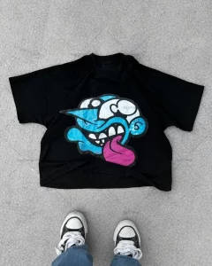 American high-quality men Harajuku retro trendy brand T-shirt Y2K street funny pattern printing oversized couple loose top - Image 3