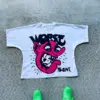American high-quality men Harajuku retro trendy brand T-shirt Y2K street funny pattern printing oversized couple loose top