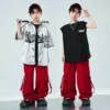 Girls Silver Short Sleeve Shirt Hip Hop Joggers Boys Ballroom Street Dance Costumes Kids Streetwear Child Jazz Punk Clothes Sets - Image 5