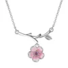 S925 sterling silver women's pink cherry blossom pendant necklace (40cm 3.5cm) luxury jewelry free shipping - Image 3