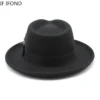 New Feather band Wool Felt Fedora Hat Men Curved Brim Panama Party Trilby Cowboy Cap Gentleman Wedding Jazz Hat - Image 4