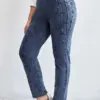 LIH HUA Women's Plus Size Jeans Autumn Chic Elegant Jeans For Chubby Women Cotton Knitted Mom Jeans