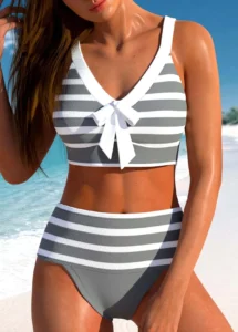 Women's New Summer Two-piece Swimsuit with Black and White Printed Sexy Lace Up Casual Beach Swimsuit S-6XL - Image 5