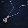 Luxury Platinum Pendant 0.5ct Moissanite Diamond Necklace Women's Smart Water Drop Beating Heart Clavicle Wedding Jewelry - Image 4