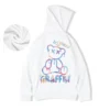 High Street Graffiti Bear Print Men's Fleece Hoodie Retro Autumn Casual Pullover Hooded Sweatshirts Hip Hop Y2K Hoodies Clothes - Image 6