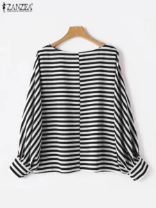 2024 ZANZEA Fashion Women Striped Blouse Spring Long Sleeve Work Shirt Casual Loose OL Work Tops Female Party Holiday Blusas - Image 4