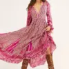 Chiffon Maxi Dress Boho Style Holiday Printing Chic Vestidos Mujer Long Sleeve Free Dresses Floral People Sales Hippie Robes