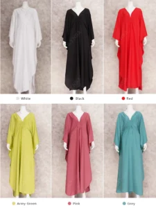 2023 Multicolor V-neck Batwing Sleeve Plus Size Loose Maxi Dress For Women Summer Beach Wear Kaftan Long Bathing Dresses Q1306 - Image 5