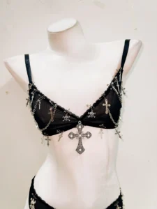 Sexy Bikini y2k Bikini y2k fashion bustier top y2k crop top Gothic Bikini gothic clothes harajuku Bikini Cross Tank Tops - Image 2