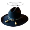 Women Men Wide Brim Wool Felt Jazz Fedora Hats Panama Style Cowboy Trilby Party Formal Top Hat Fashion Ribbon Decorative Hat - Image 2