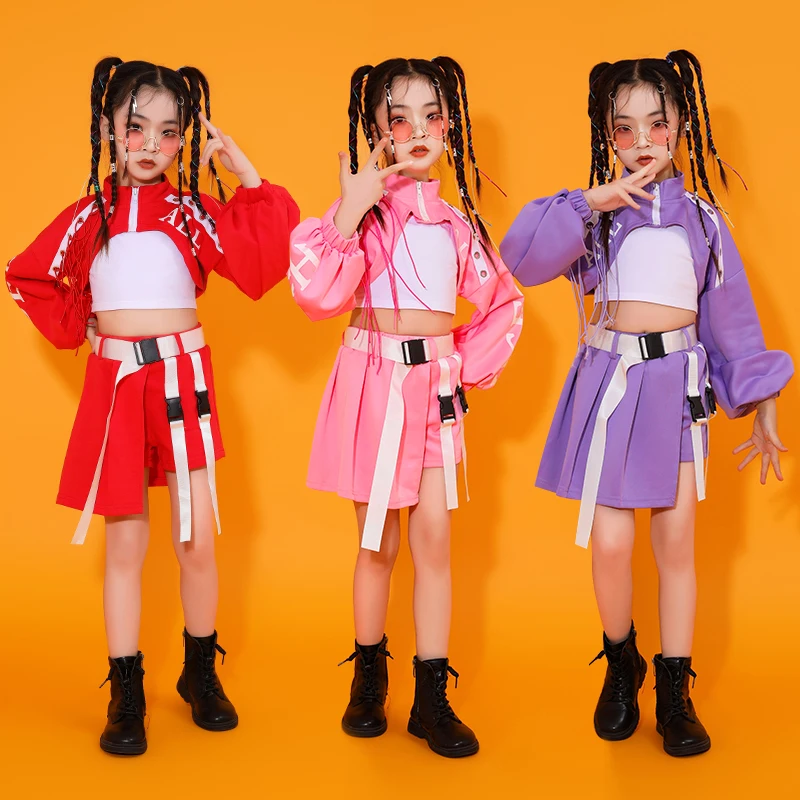 Streetwear Shorts For Girl Jazz Dance Costumes Clothes Teenage Showing Outfits Hip Hop Clothing Long Sleeve T Shirt Tank Top
