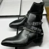New Design Men Chelsea Boots Genuine Leather High-end Tooling Shoes Pointed Toe Street Motorcycle Boots Luxury Designer Shoes 2C - Image 3