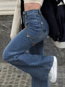 Solid Color High Waisted Flared Jeans American Retro Fashion Wide Leg Pants Streetwear Women Korean Simple Hot Girl Y2k Trousers - Image 2