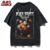 Men Gothic T-shirts Hip Hop Streetwear Letter rose cluster Printed Punk Tops Summer Vintage Washed Oversized Short Sleeve - Image 2