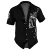 2023 Skull Men's Shirts Lapel Streetwear Vintage Shirt For Men Street Hip Hop Short Sleeve Top Party Summer Men Hawaiian Shirts - Image 2