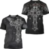 New Men's Vintage Round Neck T-shirt Cross Skull 3D Print Ghost Short Sleeve Cool Fashion Casual T-shirt Hip Hop Men Clothings - Image 2