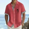 Men's summer 3D printed coconut tree casual outfit with daily Hawaiian lapel short sleeved shirt - Image 2