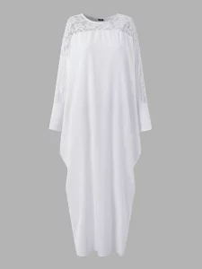 VONDA Plus Size Women 2023 Maxi Dress Summer Sundress Long Sleeve White Lace Robe Female Holiday Patchwork Casual Long Vestido - Image 4