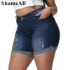 Plus Size Streetwear Push Up Slim Hip Cuffed Short Jeans 3xl 4xl Summer Korean Holes Women Ripped Casual Denim Shorts - Image 5