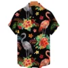 3D flamingo print men's shirt Hawaii loose breathable casual short-sleeve beach holiday - Image 3