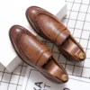 2022 Luxury Brand Penny Loafers Men Casual Shoes Slip On Leather Dress Shoes Big Size 38-47 Brogue Carving Loafer Driving Shoes - Image 5