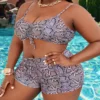 Plus Size Bikini Set Women's Swimsuit Suit Chest Pad No Underwire Sling High Waist Pool Leopard Print Beach - Image 5