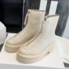 Autumn Winter Thick Sole Knight Boots Women Front Zipper Real Leather Ankle Boots Luxury Quality Motorcycle Boots Female Botas - Image 2