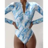 One-Piece Swimsuit For Sports Surfing Long Sleeve Swimwear 2024 New Women's Bodysuit Swimming Bathing Suit Beachwear Pool Bather - Image 4