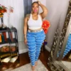 Plus Size Jeans New Wash Tassel Tight Elastic Stitching Large Women's Jeans Fashion Long Pants Women's Clothing - Image 2