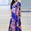 Dress Women Summer Style Hot Style Europe Ladies v-neck Posed Floral Print Long Dresses Casual Vestidos CKXOM1115 - Image 3