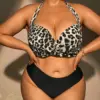2023 Plus Large Size Bikini Set Leopard Swimwear Women Push Up Swimsuit Female High Waist Beachwear Swimming Bathing Swim Suit