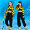 Hip Hop Jazz Costumes for Women Girls Dance Costume Hoodie Sweatshirt Shirt Top Crop Running Pants for Child Jazz Dancewear - Image 6