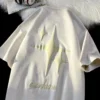 Streetwear Mens T-shirt Suede Short-sleeved Three-dimensional Foam Printing T-Shirt Hip-hop Loose Round Neck Tops Couple Clothes - Image 4