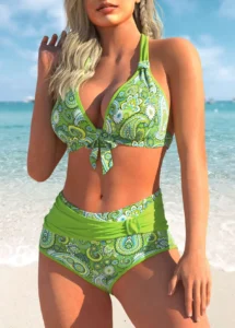 2023 Summer Two Piece Swimwear Beach Bikini Sexy Swimwear Set Summer Women's New Print Two Piece Bikini Beach Swimwear - Image 3