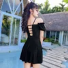 Flounce Off Shoulder Korean Swimsuit Skirt One Piece Set Women Summer Plus Size Swimwear Women Boxer Shorts Swimming Suit New - Image 4