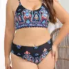 0XL - 4XL 2024 Print Bikini Large Size Swimwear Plus Size Women Swimsuit Female Two-pieces Bikini set Bather Bathing Suit V3985P